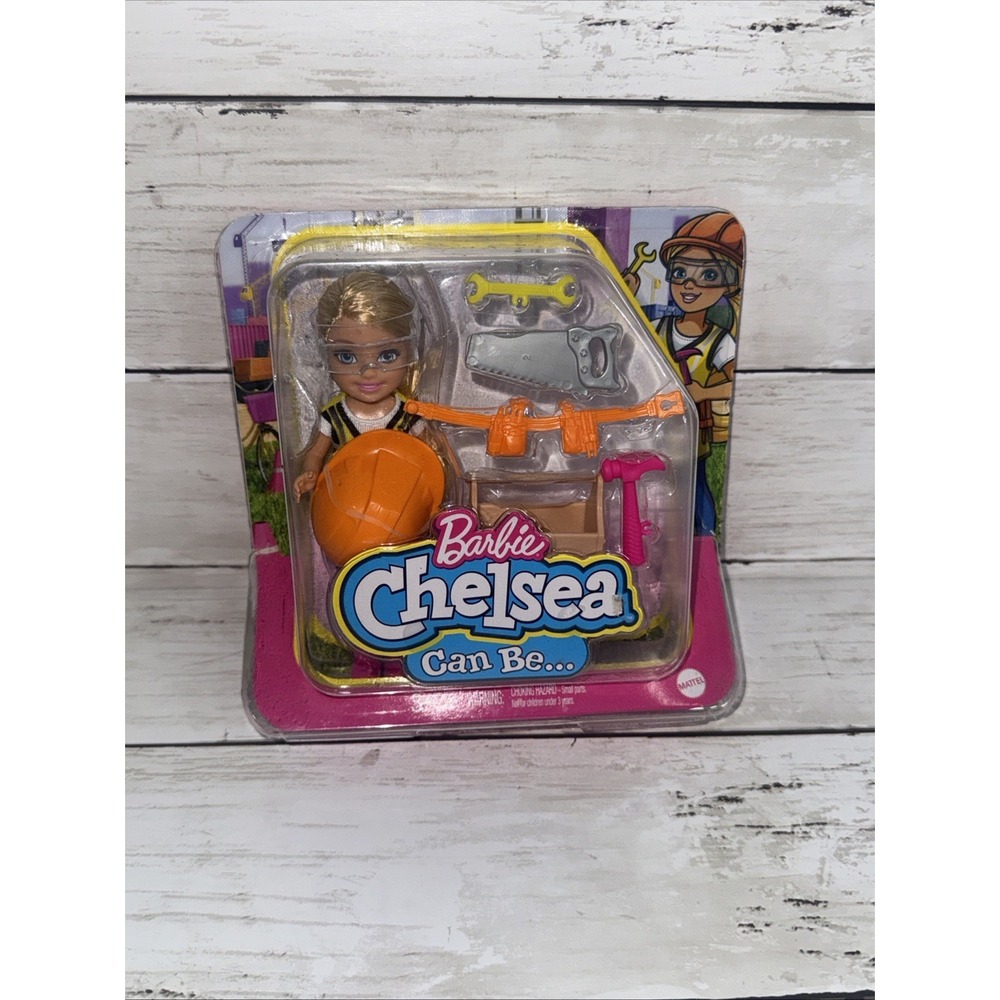 Barbie Chelsea Can Be Playset with Blonde Chelsea Builder Doll 6-in Hard Hat